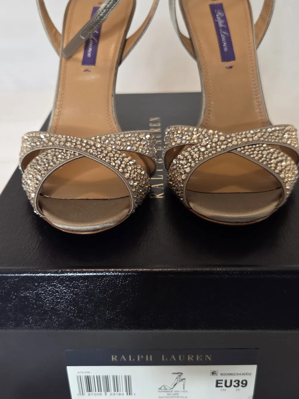 Ralph Lauren Silver Crystal Ankle-Strap Sandals - Picture 2 of 10